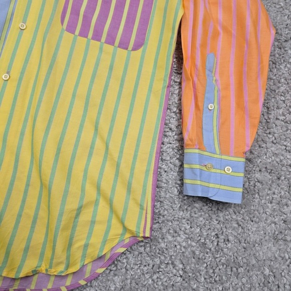 Vtg Robert Talbott Shirt Mens S 90s Colorblock Striped Cotton‎ Retro Statement - Picture 3 of 12
